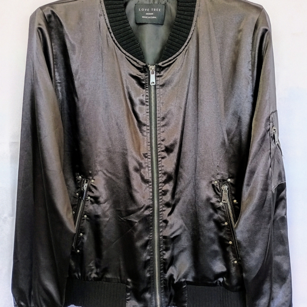 Love Tree Women's Black Bomber Jacket